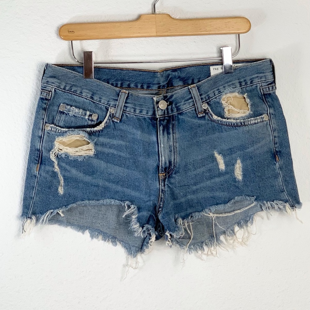 Rag & Bone Winnie Cut Off Distressed Denim Jean Shorts Sz 28